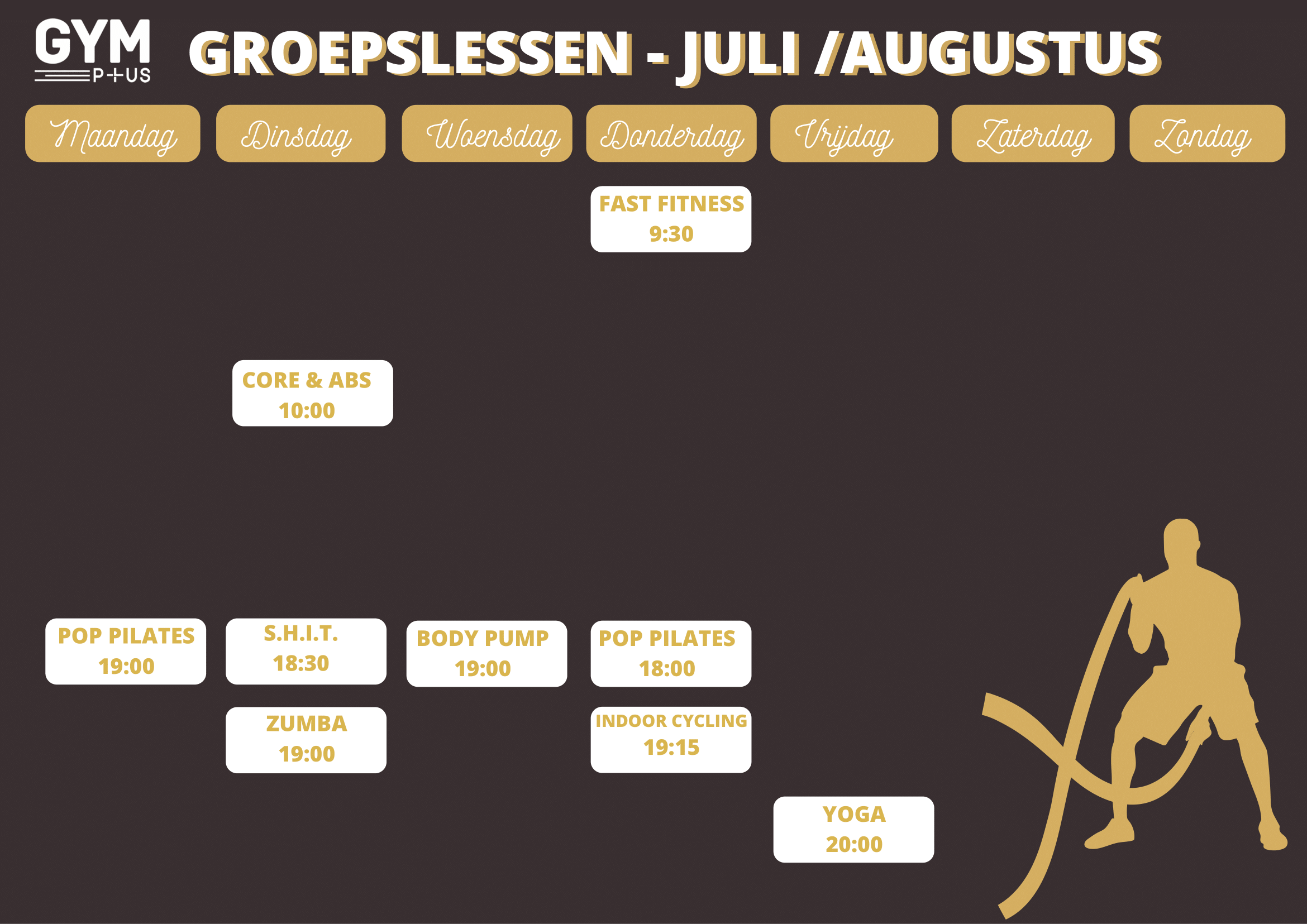 groepslessen uren zomer juli-augustus